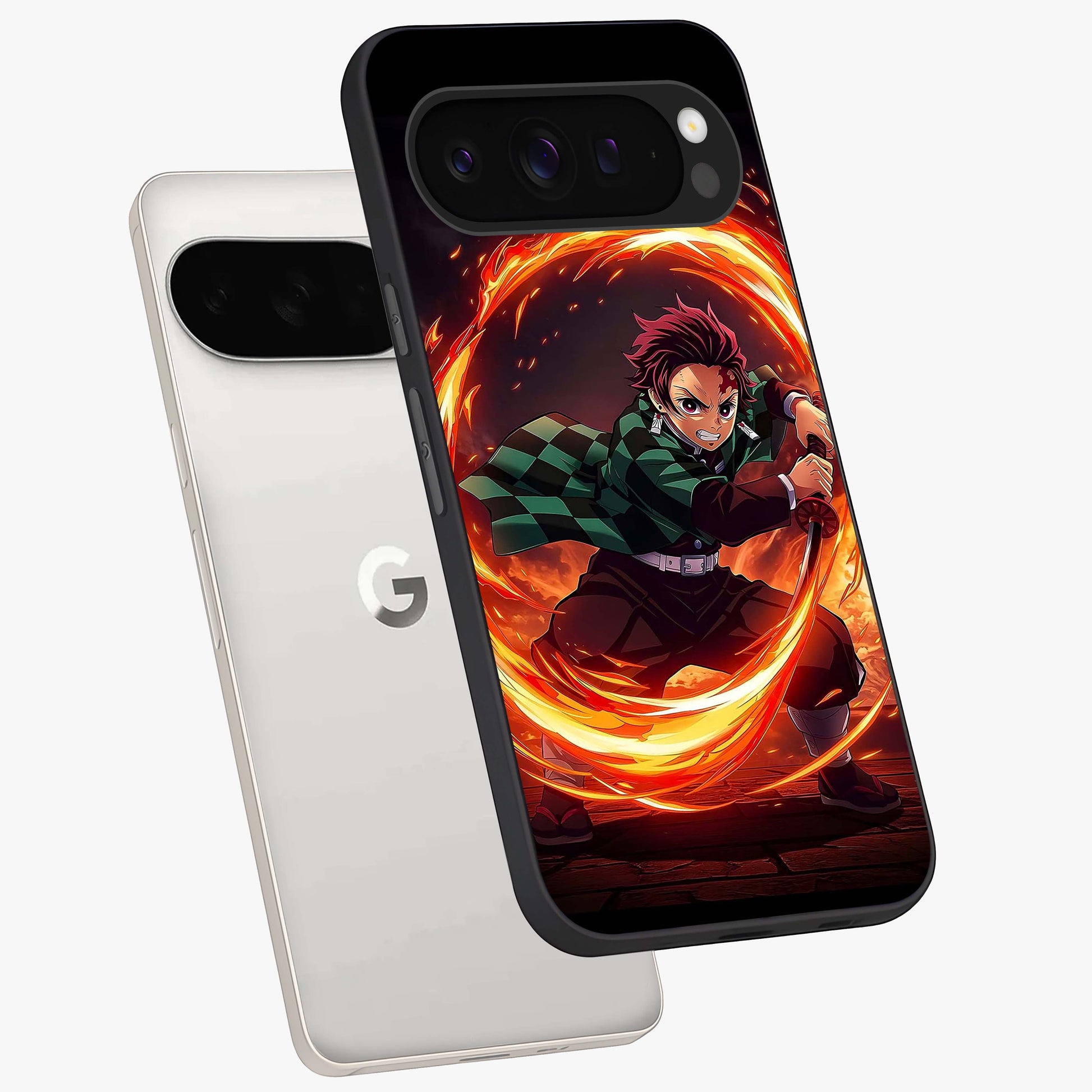 Blazing Sword Resolve Glass Case displayed in angled mockup highlighting powerful sword illustration and bold fantasy theme.