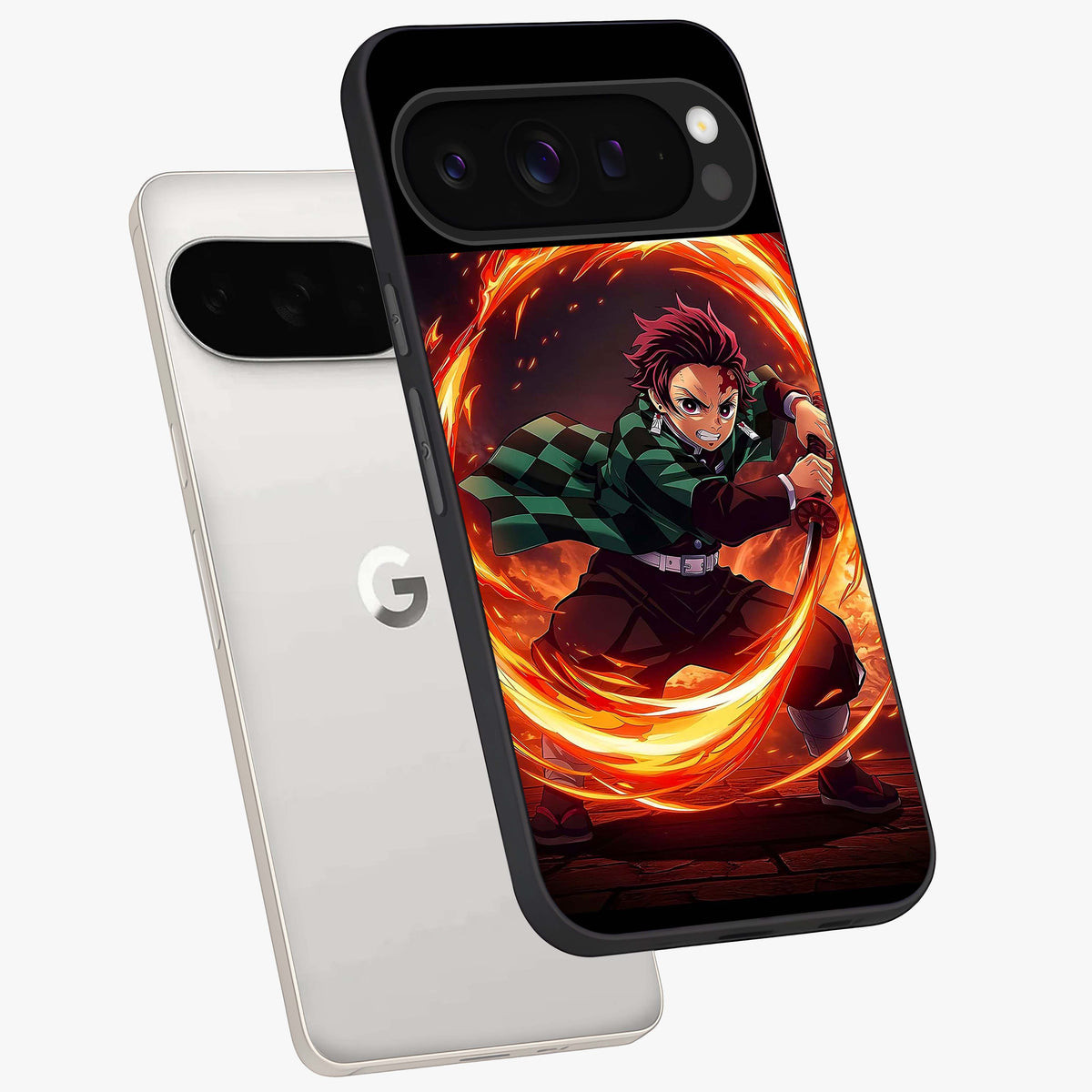 Blazing Sword Resolve Glass Case displayed in angled mockup highlighting powerful sword illustration and bold fantasy theme.