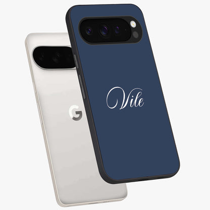 Blue Vintage Floral Pattern Glass Case showing flat back view with elegant vintage floral artwork and glossy glass finish.