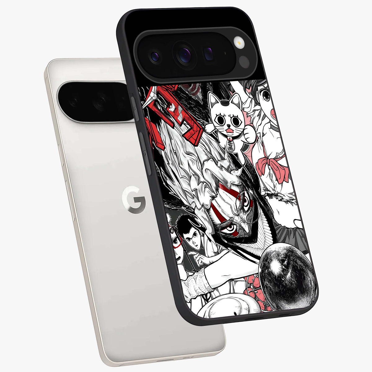 Crimson Chaos Panel Glass Case displayed in angled mockup highlighting chaotic panel style design with modern graphic theme.