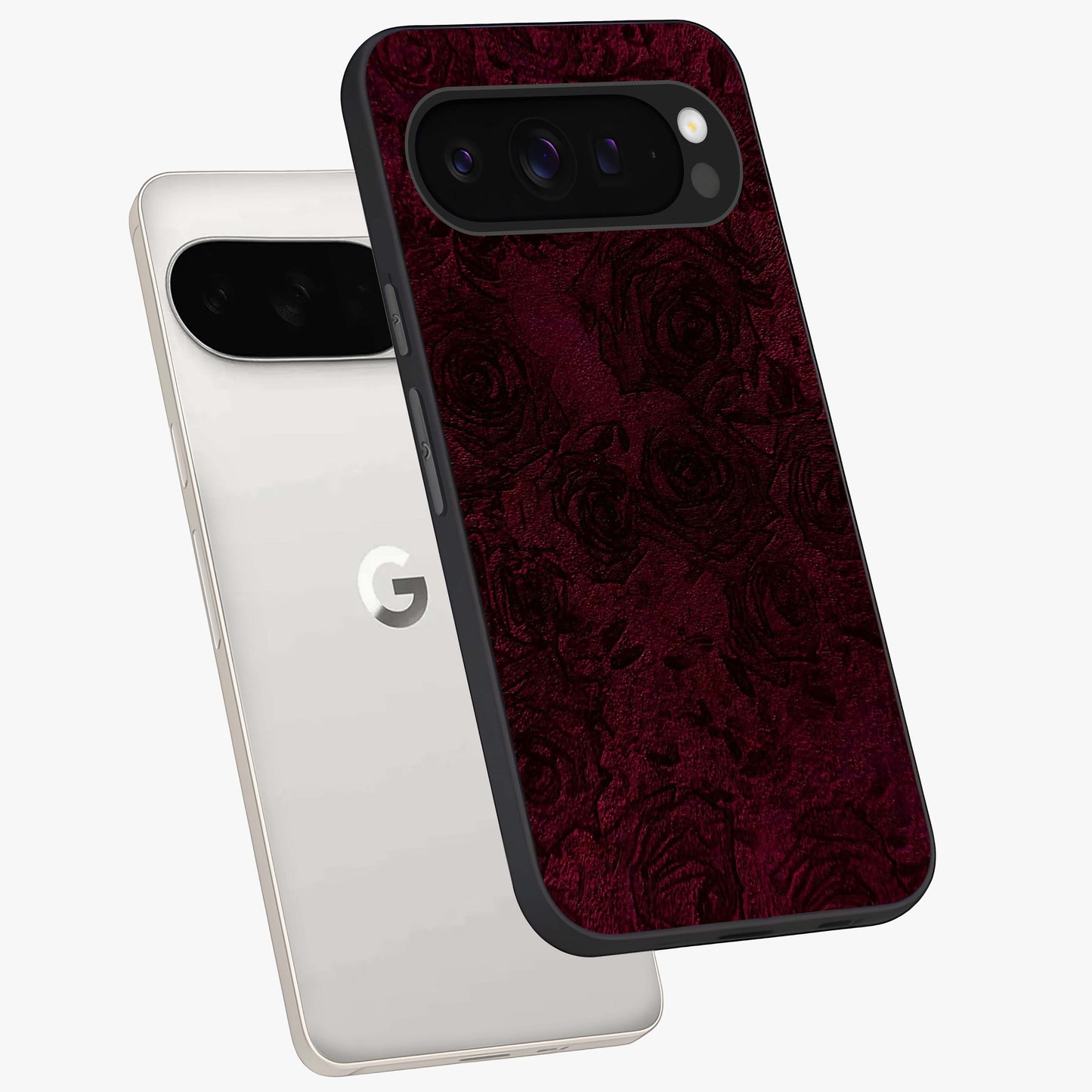 Crimson Fade Flow Glass Case displayed in angled mockup highlighting smooth gradient design with modern aesthetic style.