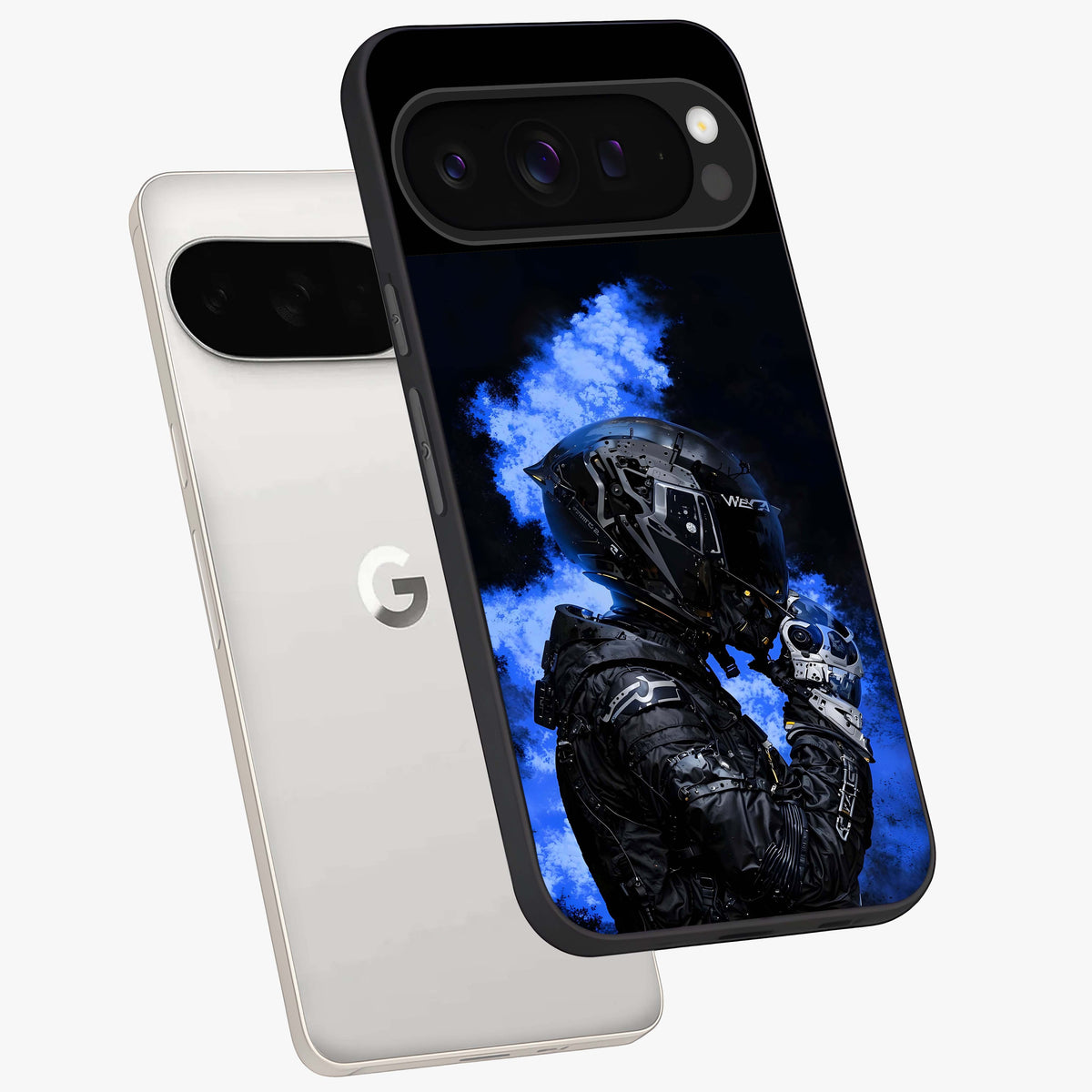 Cyber Sentinel Protocol Glass Case displayed in angled mockup highlighting digital cyber design with sci-fi aesthetic style.