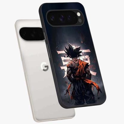 Dark Warrior In Rain Glass Case displayed in angled mockup highlighting dramatic warrior illustration with dark rain aesthetic.