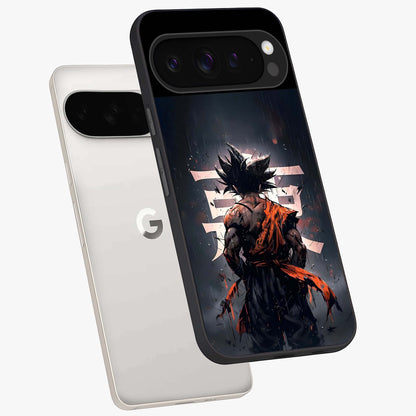 Dark Warrior In Rain Glass Case displayed in angled mockup highlighting dramatic warrior illustration with dark rain aesthetic.