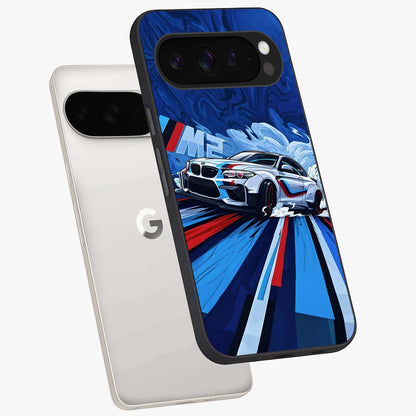 Drift Power Rush Glass Case displayed in angled mockup highlighting powerful drift car design with sporty aesthetic style.