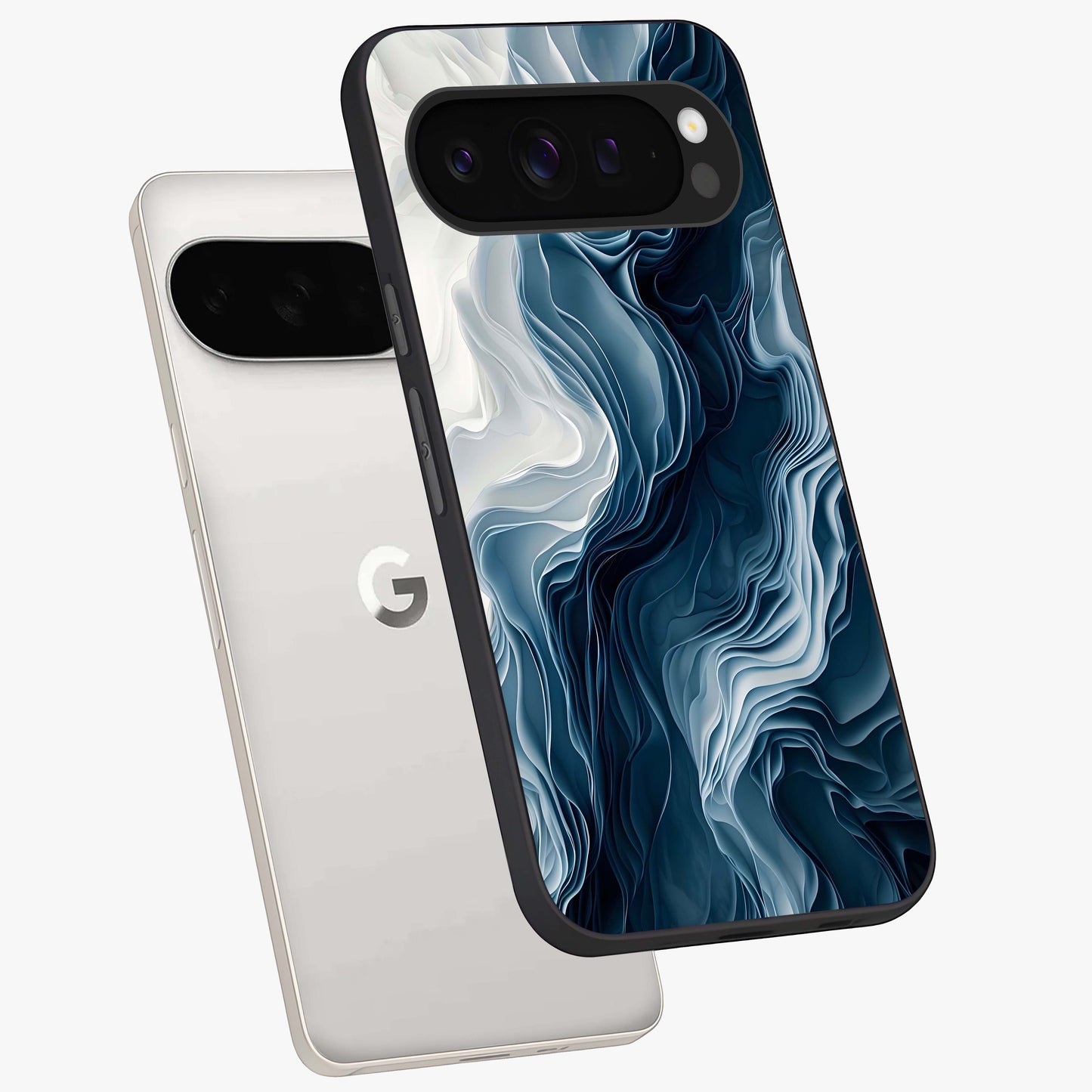 Ethereal Paper Marble Glass Case displayed in angled mockup highlighting elegant marble pattern with modern aesthetic style.