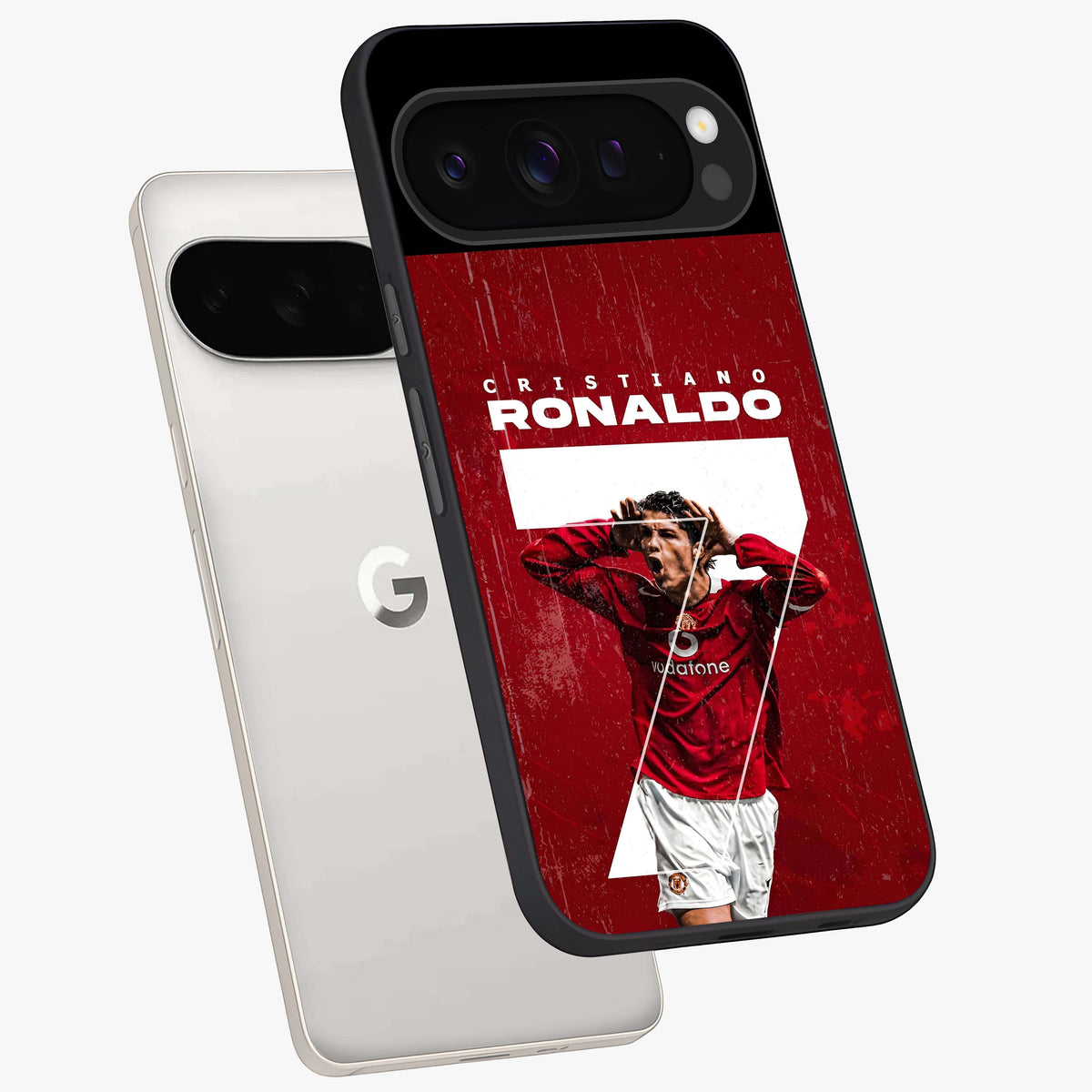 Goal Celebration Legacy Glass Case displayed in angled mockup highlighting energetic sports celebration design with bold athletic theme.