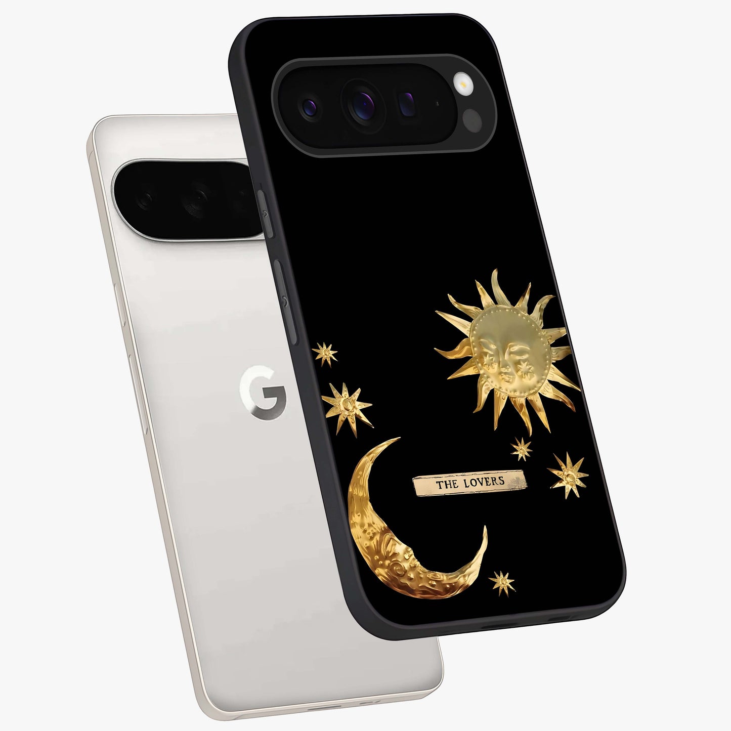 Gold Sun Blush Glass Case displayed in angled mockup highlighting radiant sun design with warm golden aesthetic.
