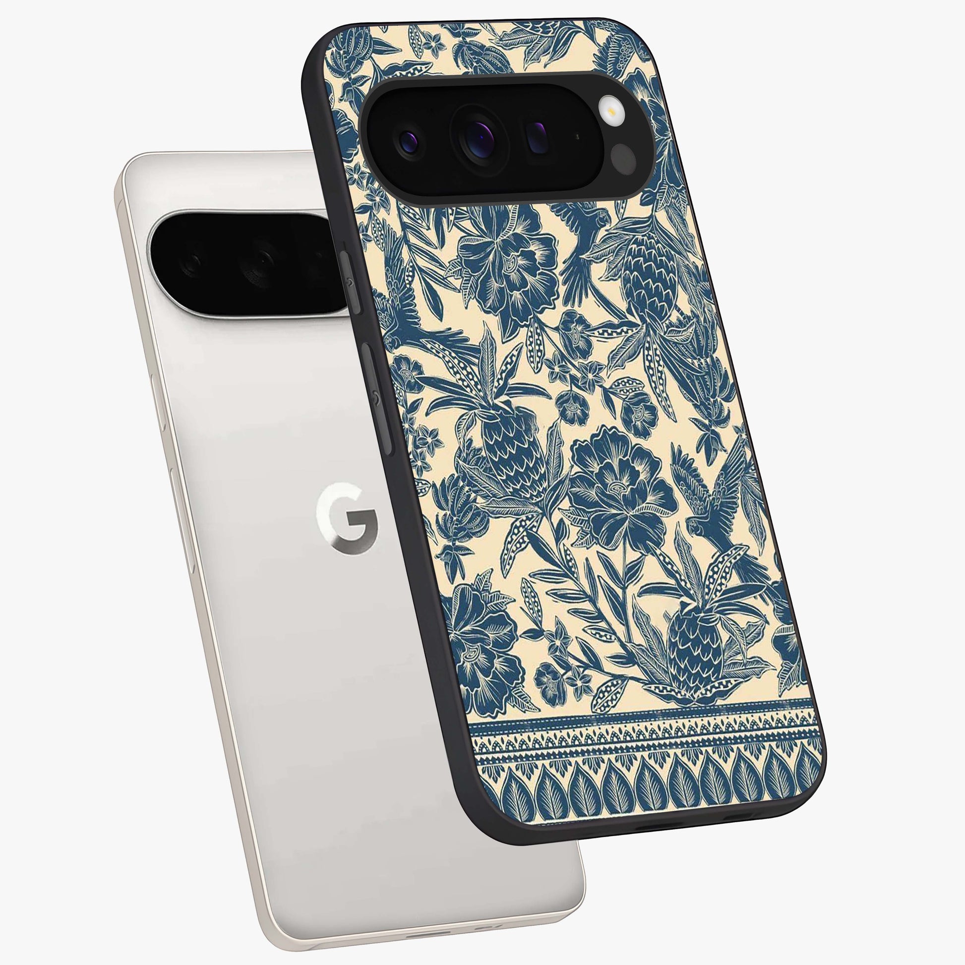 Heirloom Wild Bloom Glass Case displayed in angled mockup highlighting botanical bloom design with classic aesthetic style.