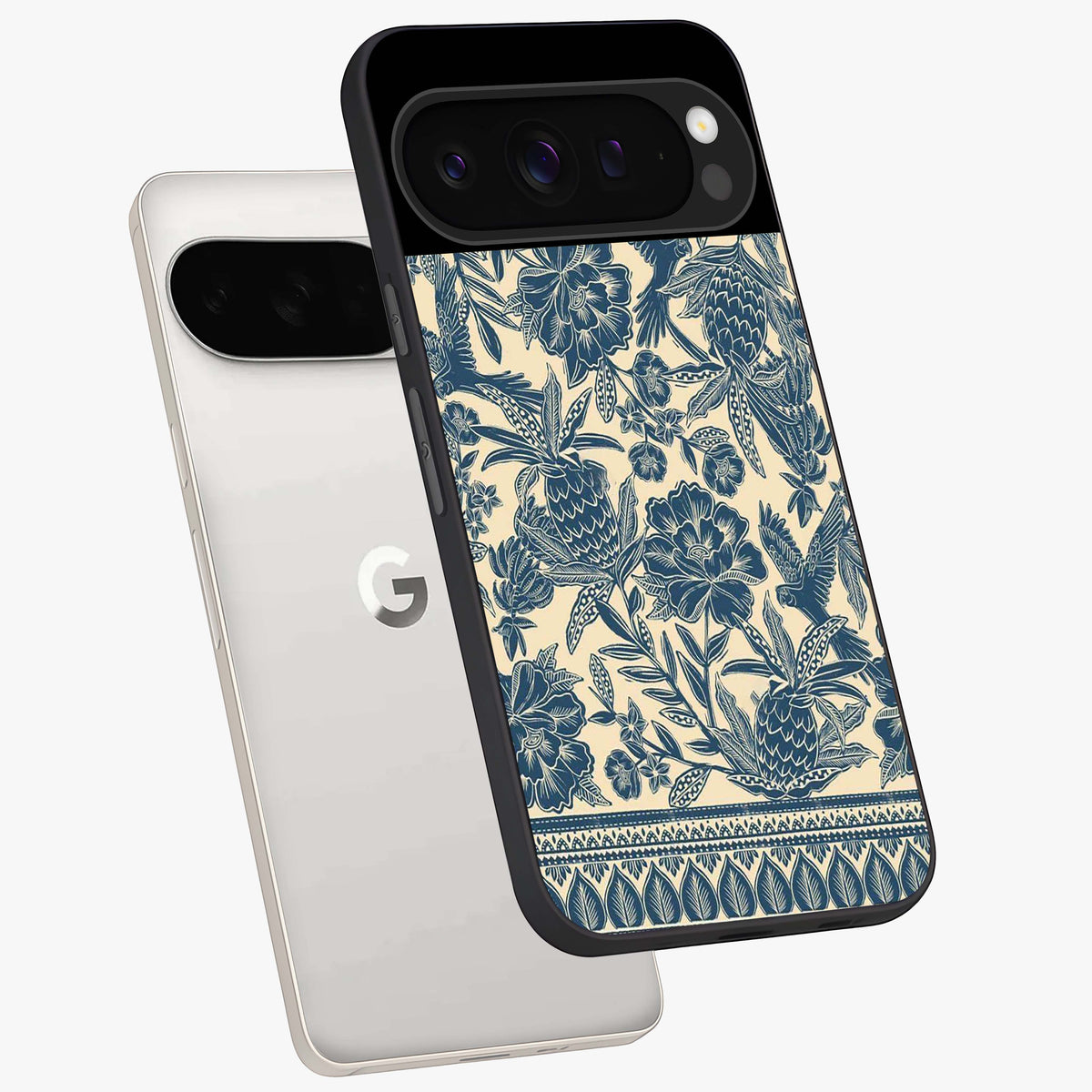 Heirloom Wild Bloom Glass Case displayed in angled mockup highlighting botanical bloom design with classic aesthetic style.