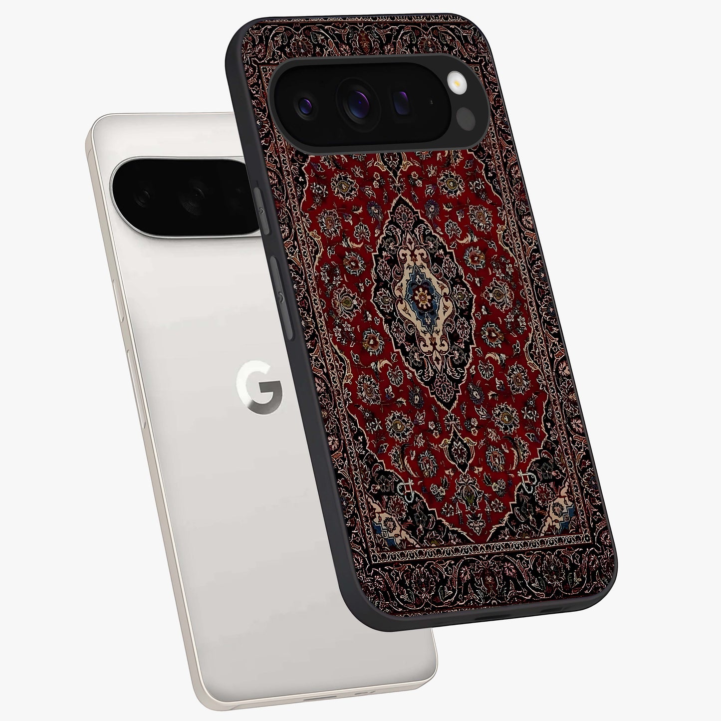 Heritage Carpet Royale Glass Case displayed in angled mockup highlighting intricate royal carpet design with heritage aesthetic.