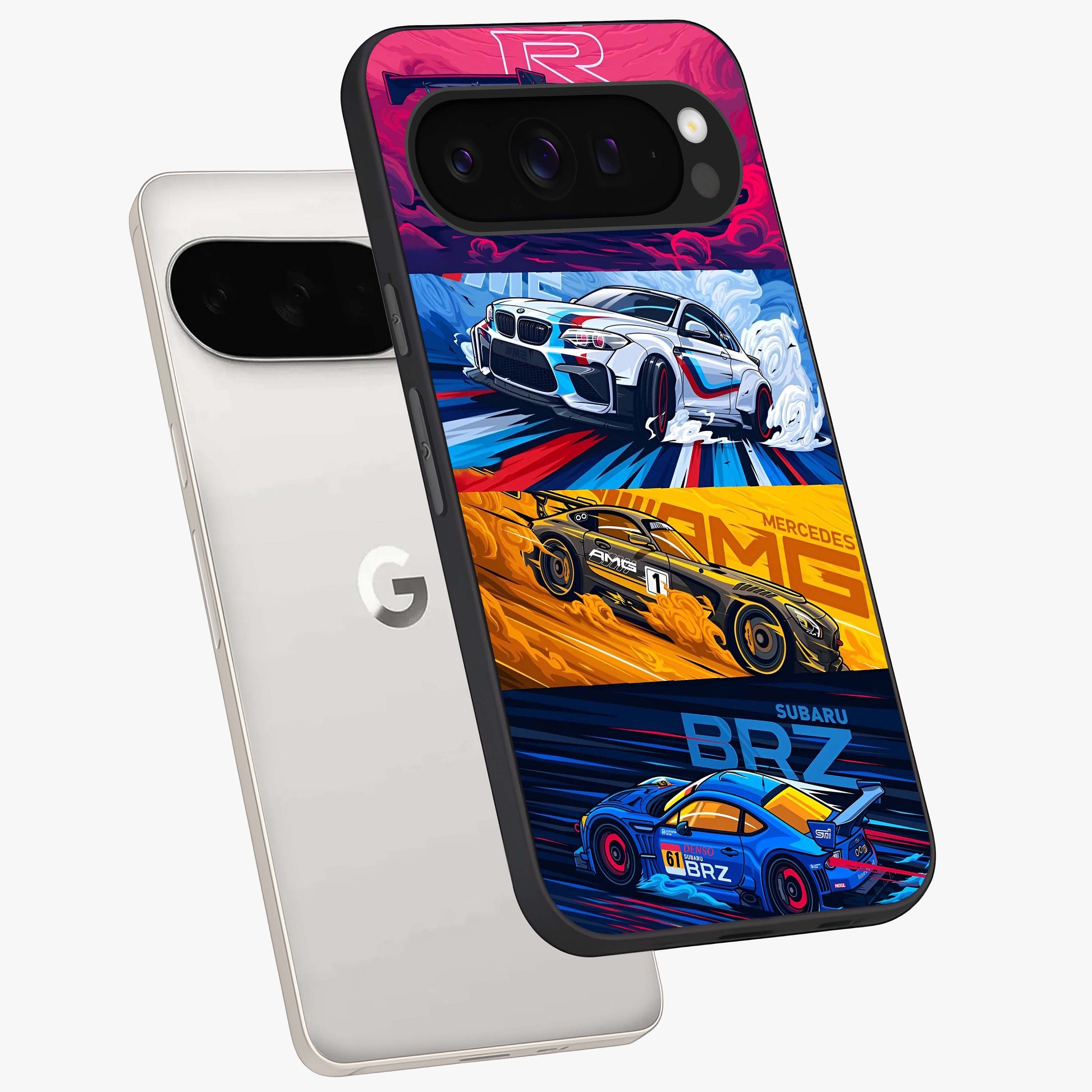 JDM Sports Car Glass Case displayed in angled mockup highlighting sleek Japanese racing car design with automotive aesthetic.