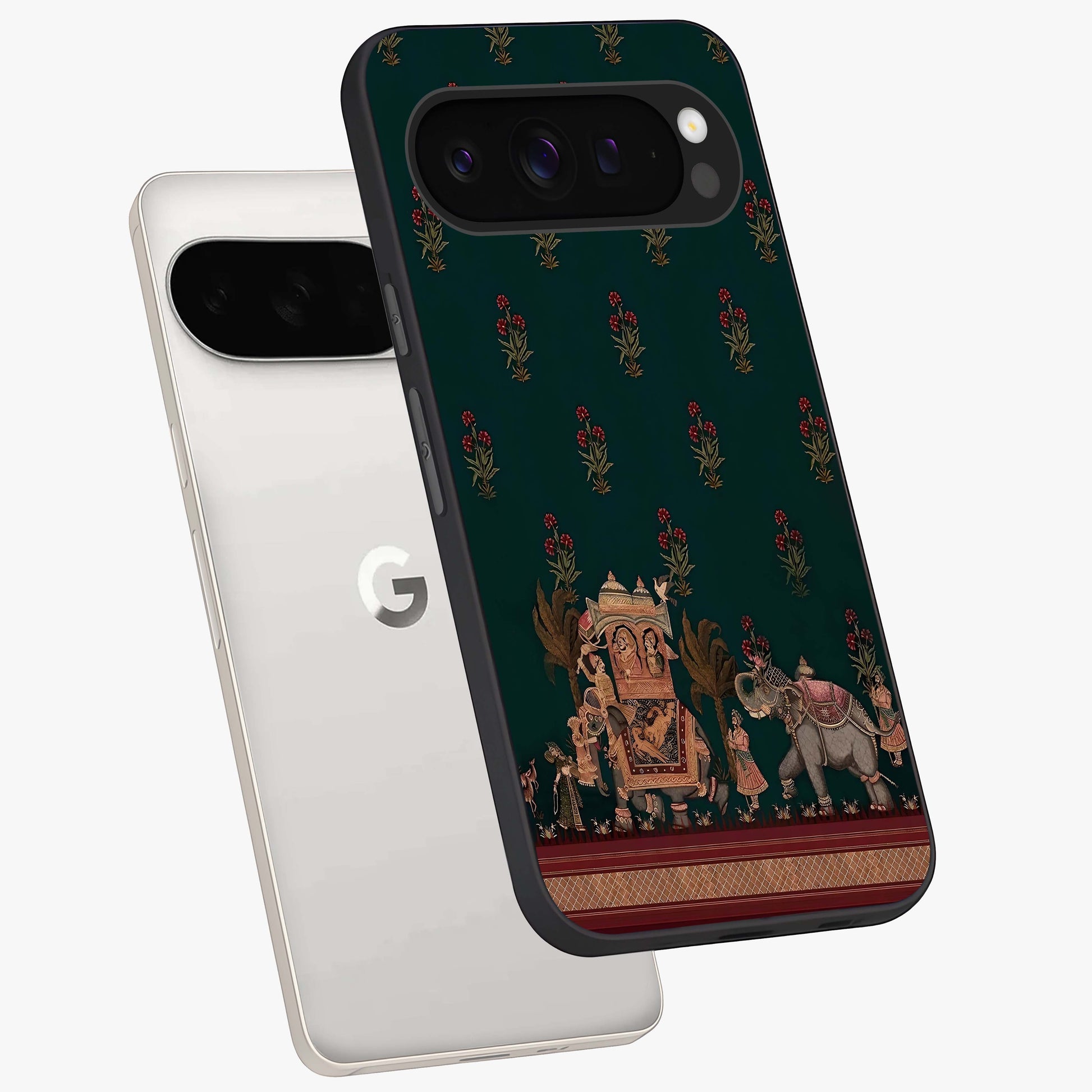 Macmerise Glass Case displayed in angled mockup highlighting trendy graphic design with sleek aesthetic style.