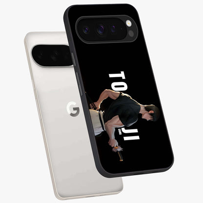 Midnight Blade Resolve Glass Case displayed in angled mockup highlighting powerful blade illustration with dramatic dark aesthetic.