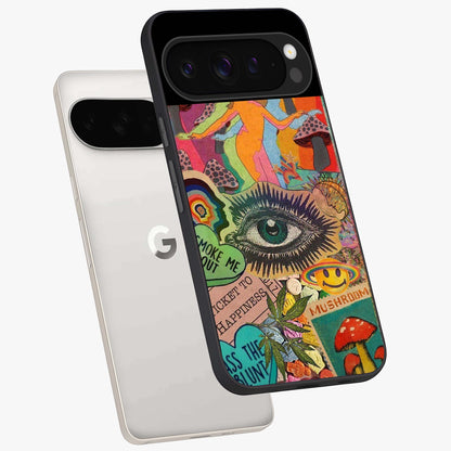 Mystic Eye Wonderland Glass Case displayed in angled mockup highlighting magical eye illustration with dreamy aesthetic.