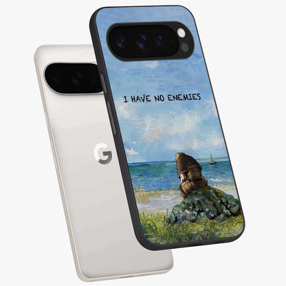 Peace Beyond War Glass Case displayed in angled mockup highlighting meaningful message design with artistic aesthetic style.
