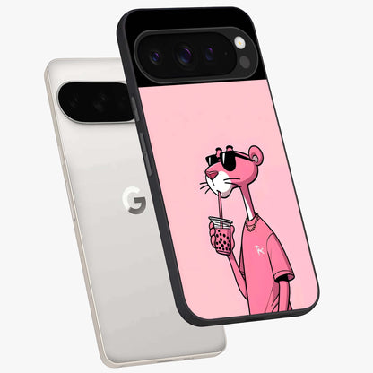 Pink Panther Glass Case displayed in angled mockup highlighting playful cartoon character design with vibrant pink aesthetic.