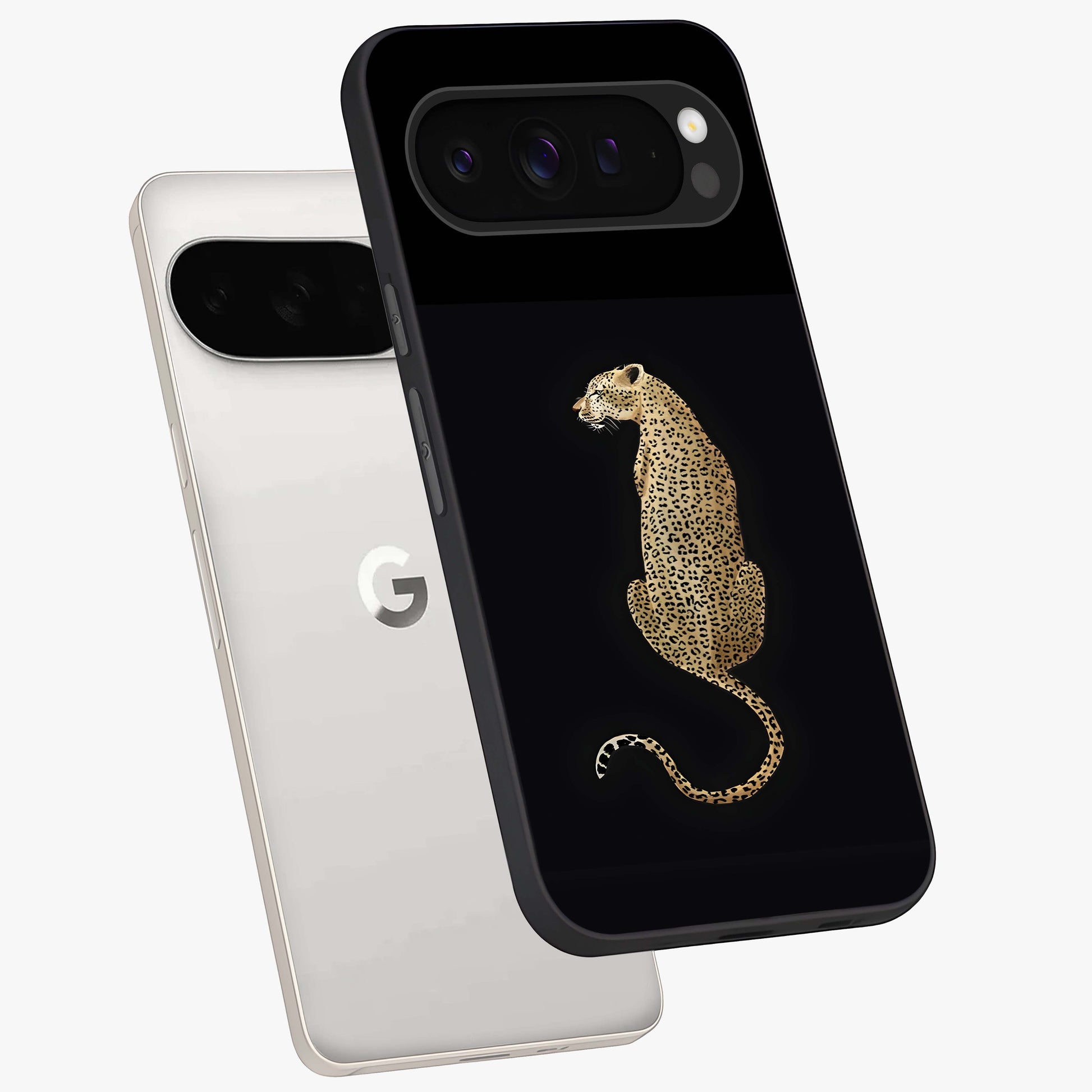 Regal Leopard Glass Case displayed in angled mockup highlighting powerful animal illustration with stylish wild aesthetic.