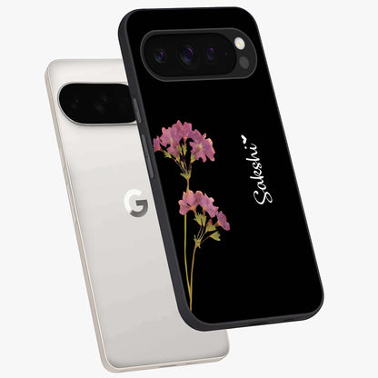 Riching Lavender Flower Custom Name Glass Case displayed in angled mockup highlighting delicate lavender flower design with custom name feature.