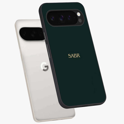 Sabr Minimal Patience Glass Case displayed in angled mockup highlighting simple inspirational design with clean aesthetic style.