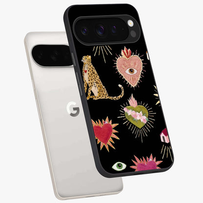 Sacred Jungle Heart Glass Case displayed in angled mockup highlighting lush tropical design with natural aesthetic style.