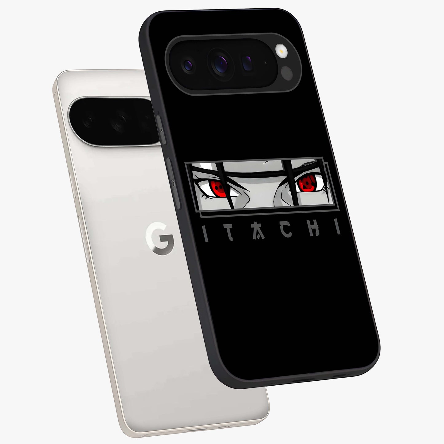 Scarlet Gaze Dominance Glass Case displayed in angled mockup highlighting intense visual design with bold scarlet aesthetic.