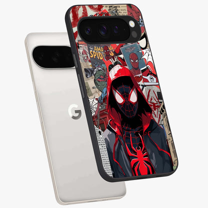 Spider Collage Street Glass Case displayed in angled mockup highlighting dynamic street style collage design with comic aesthetic.