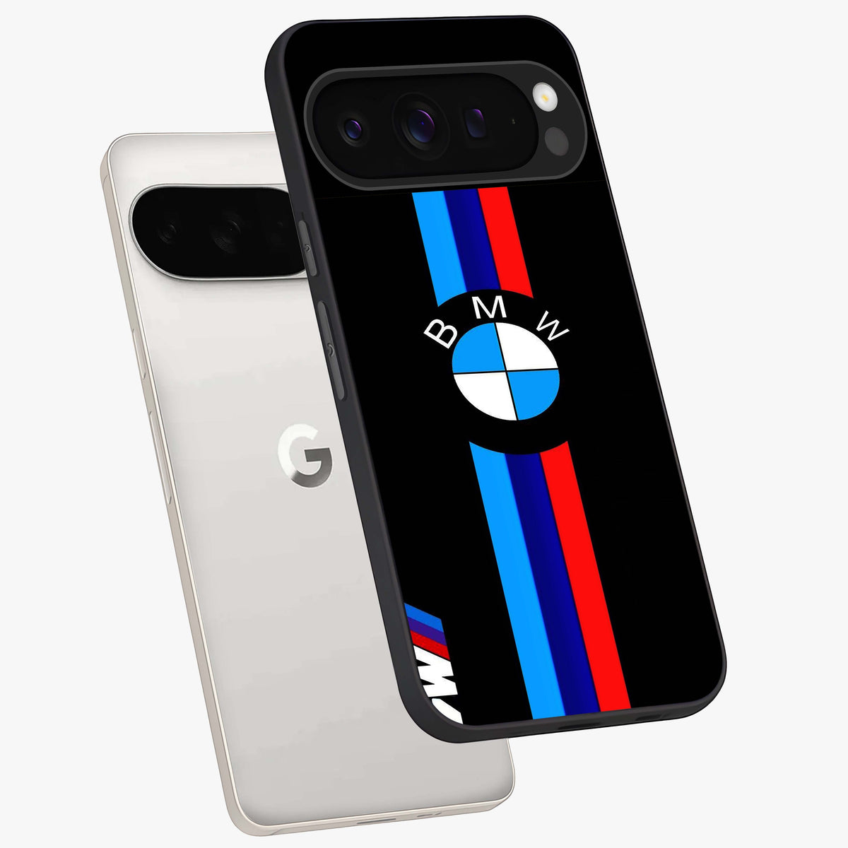 Turbo BMW Beast Glass Case displayed in angled mockup highlighting sleek racing car design with bold automotive aesthetic.