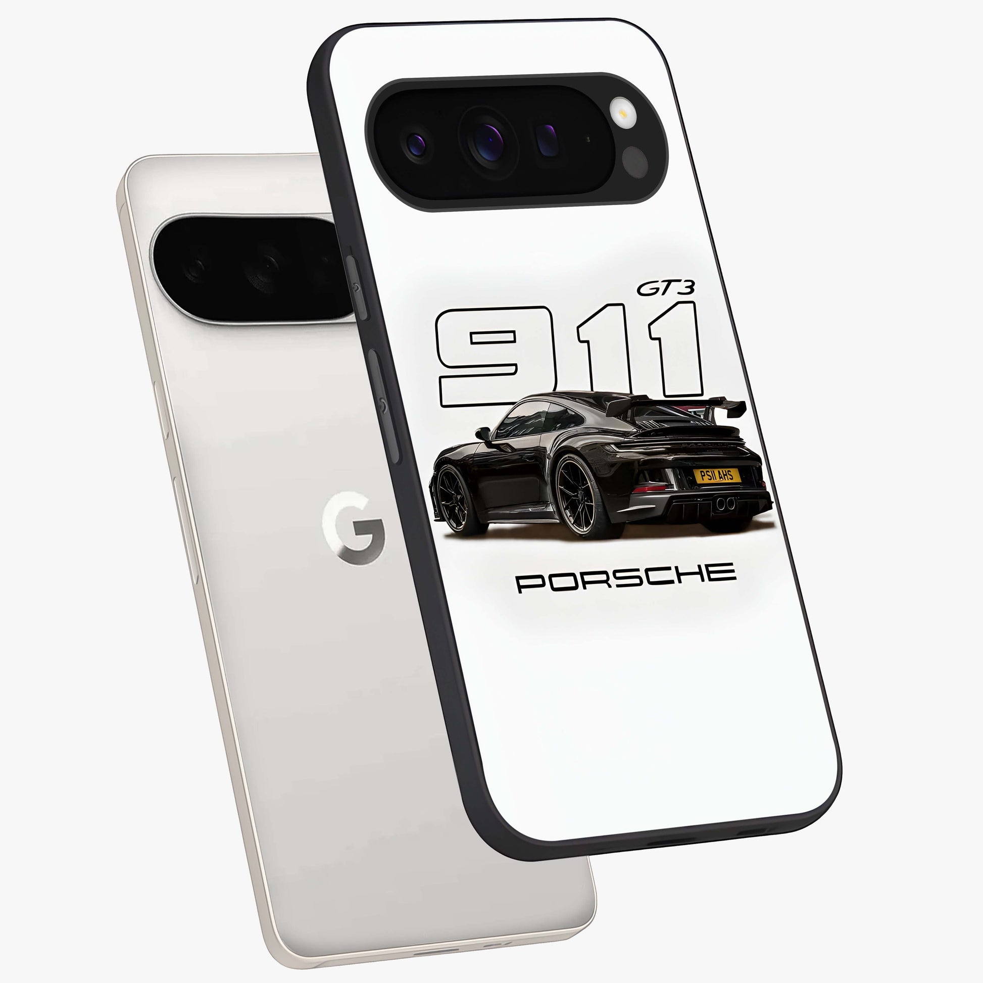 Turbo Legacy Icon Glass Case displayed in angled mockup highlighting dynamic automotive design with performance aesthetic.