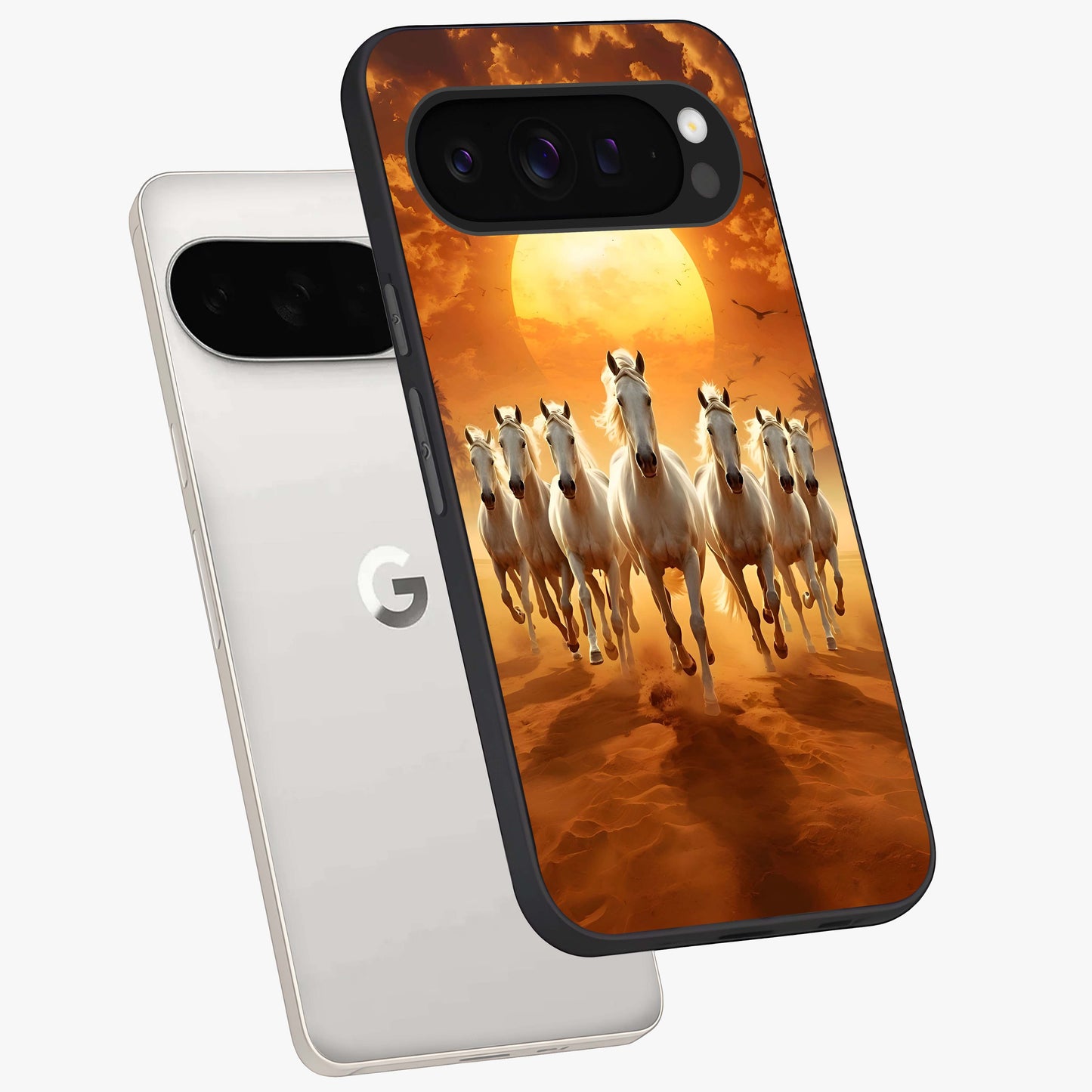 Wild Sunset Majesty Glass Case displayed in angled mockup highlighting vibrant sunset sky design with scenic aesthetic.