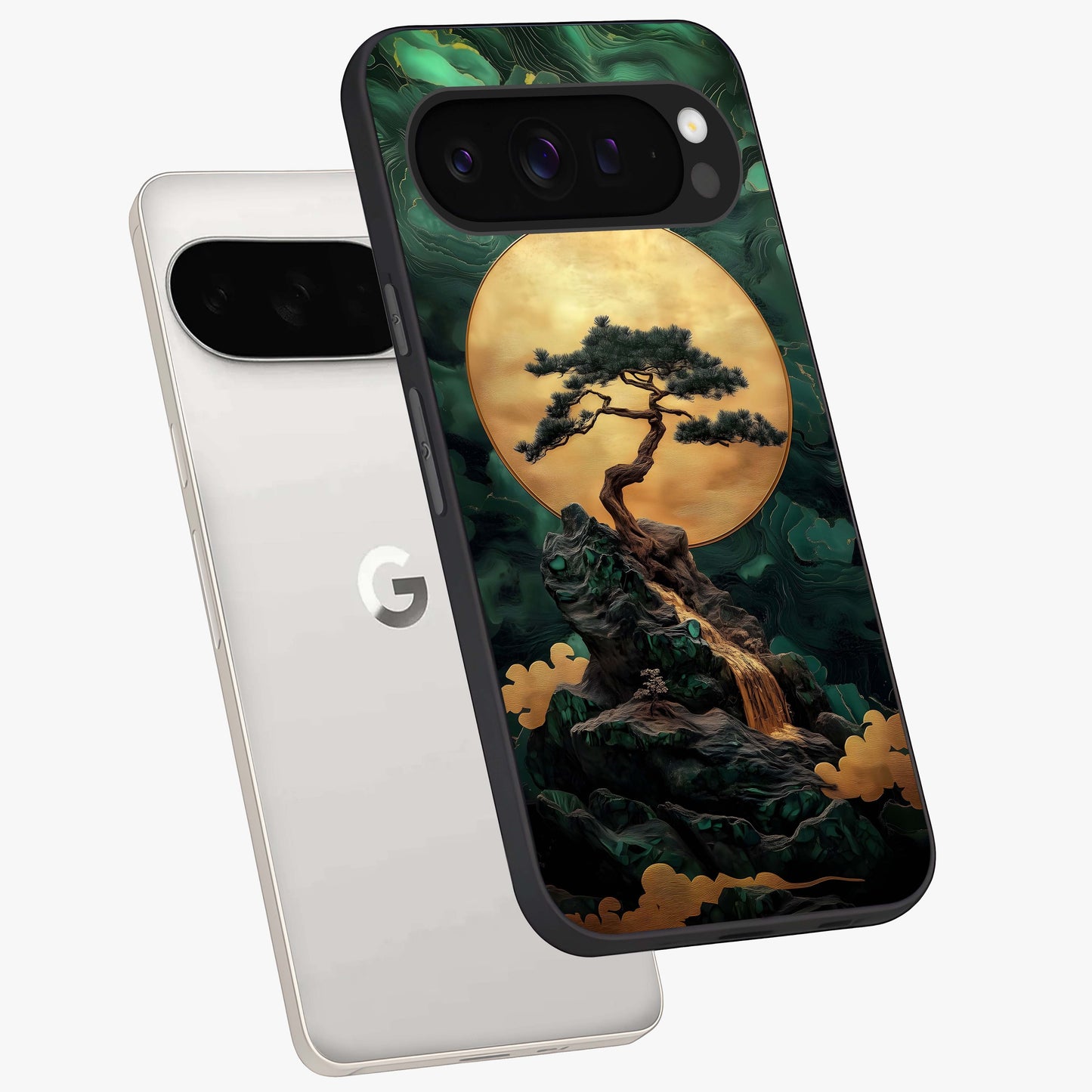 Zen Moon Rise Glass Case displayed in angled mockup highlighting peaceful lunar design with zen aesthetic style.