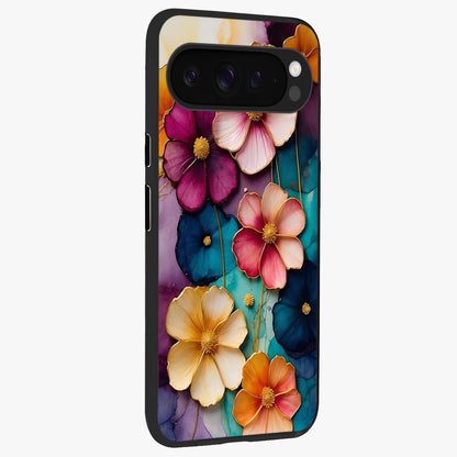 Artlyn Grace Flower Pattern Glass Case upright view showcasing graceful floral artwork with aesthetic botanical style.