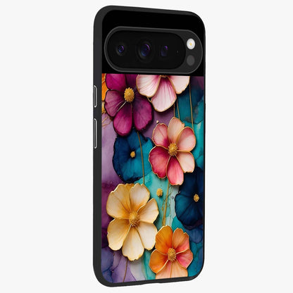Artlyn Grace Flower Pattern Glass Case upright view showcasing graceful floral artwork with aesthetic botanical style.