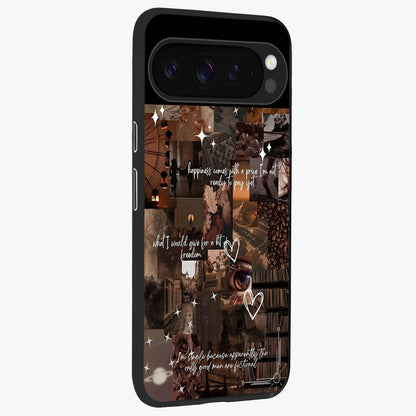 Bittersweet Aesthetic Chaos Glass Case upright view showcasing bold artistic chaos design with modern aesthetic style.