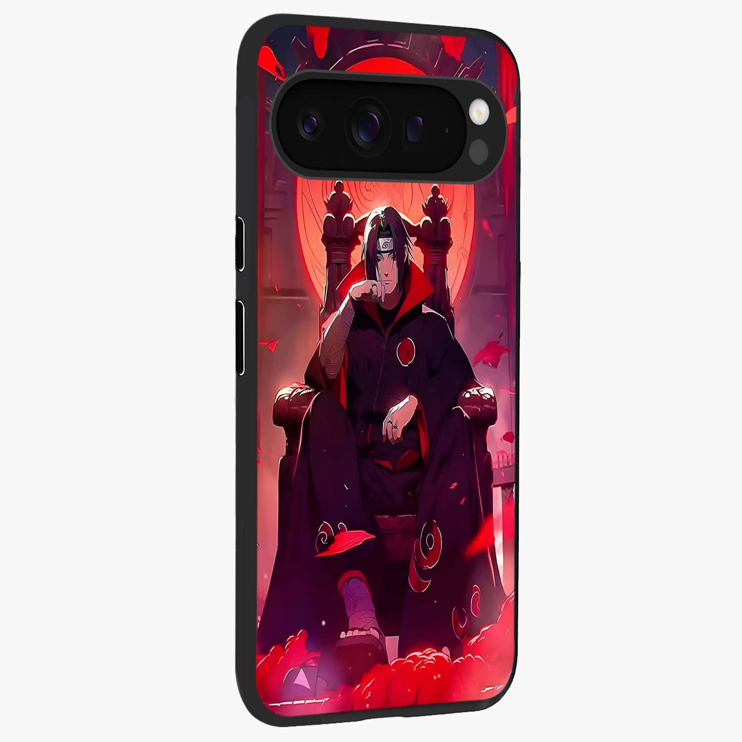 Blood Moon Sovereign Glass Case upright view showcasing powerful moon inspired artwork with cosmic aesthetic style.