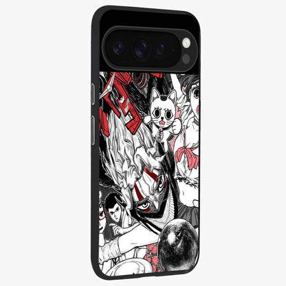 Crimson Chaos Panel Glass Case upright view showcasing intense crimson artwork with dramatic aesthetic style.