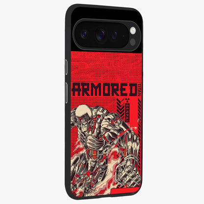 Crimson Mecha Titan Glass Case upright view showcasing dynamic robotic titan design with sci-fi inspired theme.