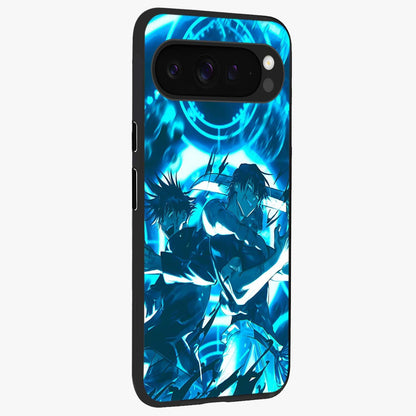 Cursed Energy Clash Glass Case upright view showcasing dramatic clash artwork with bold supernatural theme.