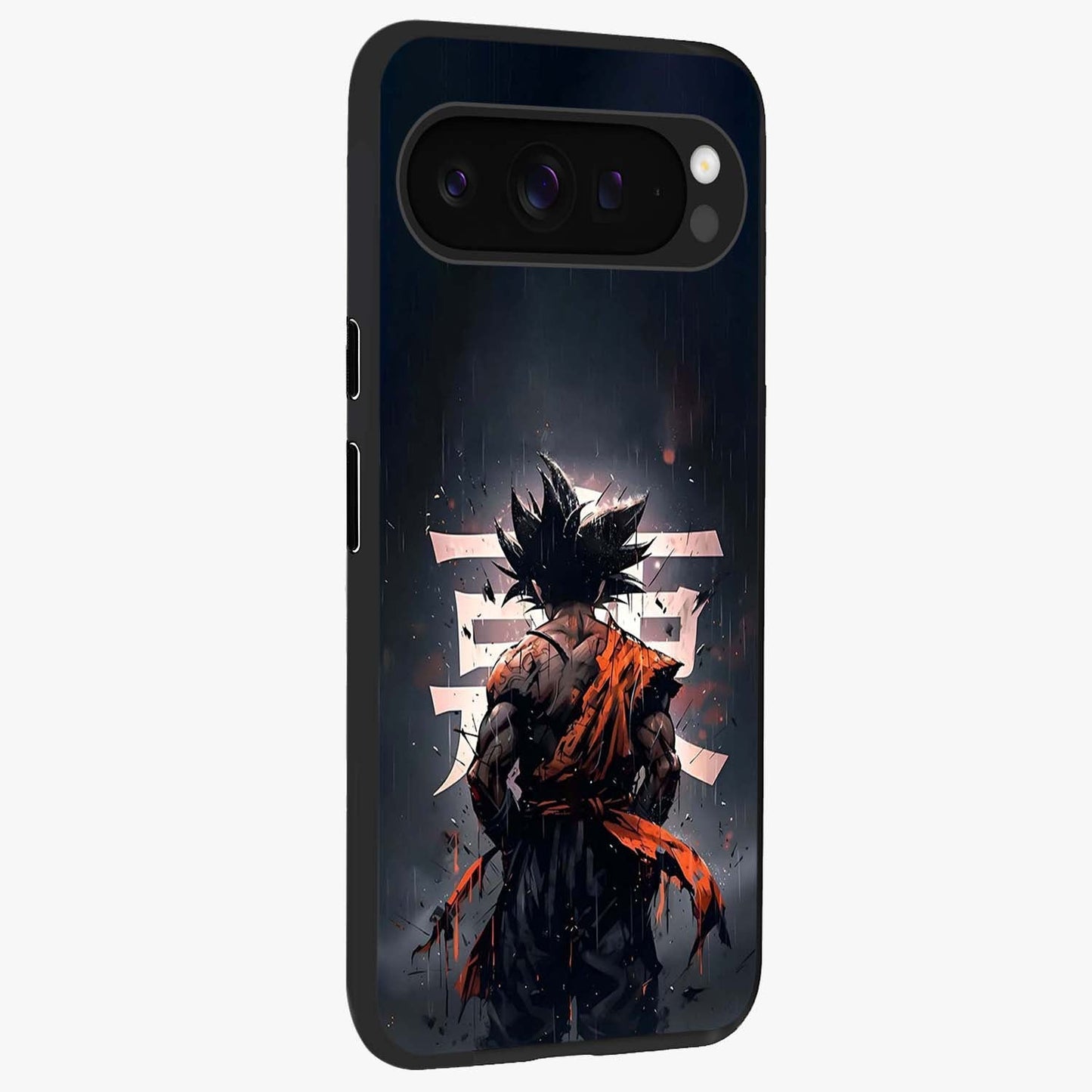Dark Warrior In Rain Glass Case upright view showcasing powerful rainy battle scene with intense cinematic style.