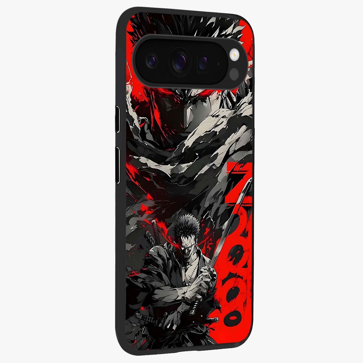 Demon Sword Resolve Glass Case upright view showcasing dramatic warrior artwork with intense battle theme.