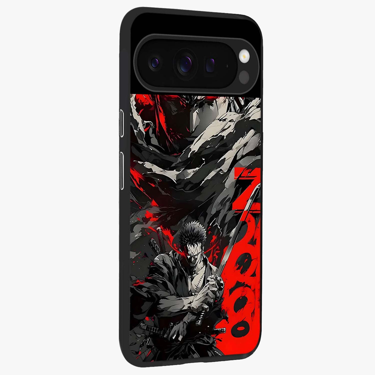 Demon Sword Resolve Glass Case upright view showcasing dramatic warrior artwork with intense battle theme.