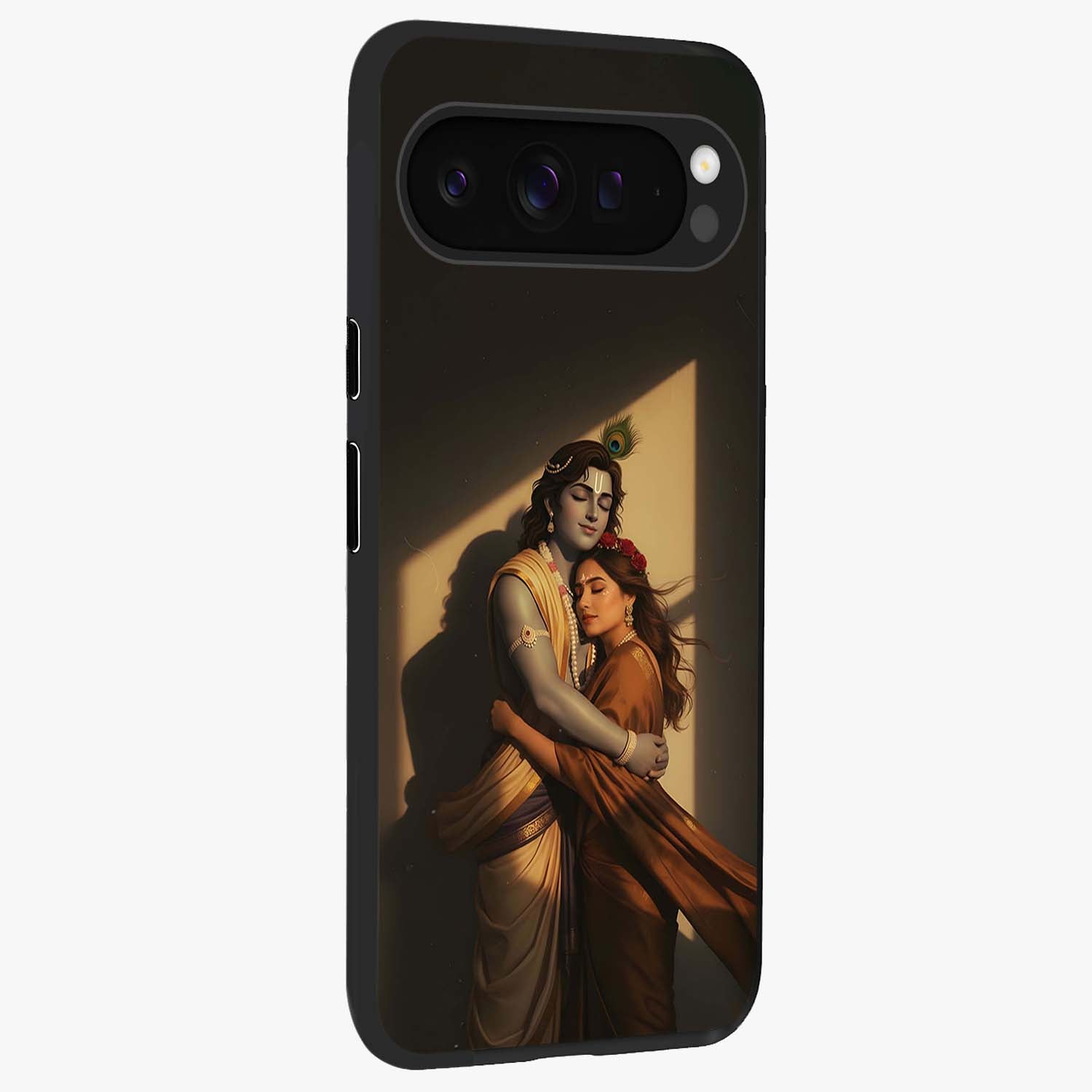Divine Eternal Love Glass Case upright view showcasing graceful spiritual artwork with eternal love theme.