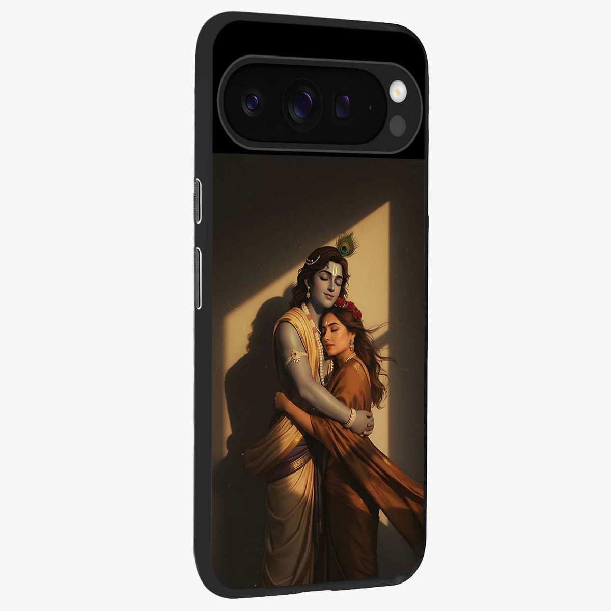 Divine Eternal Love Glass Case upright view showcasing graceful spiritual artwork with eternal love theme.
