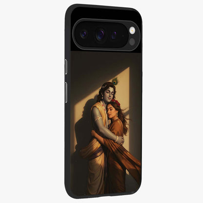 Divine Eternal Love Glass Case upright view showcasing graceful spiritual artwork with eternal love theme.