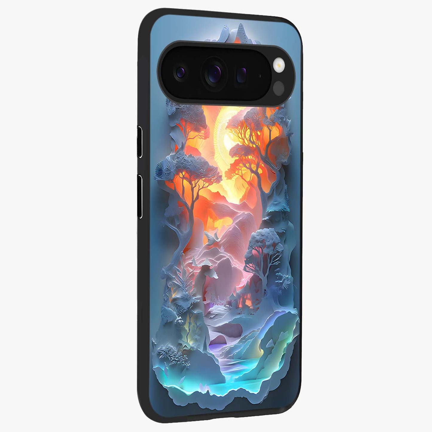 Glow Forest Portal Glass Case upright view showcasing enchanted forest portal artwork with fantasy nature theme.