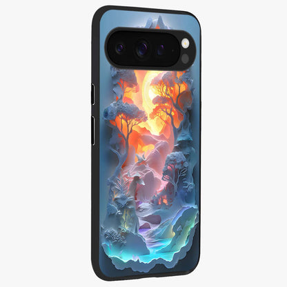 Glow Forest Portal Glass Case upright view showcasing enchanted forest portal artwork with fantasy nature theme.