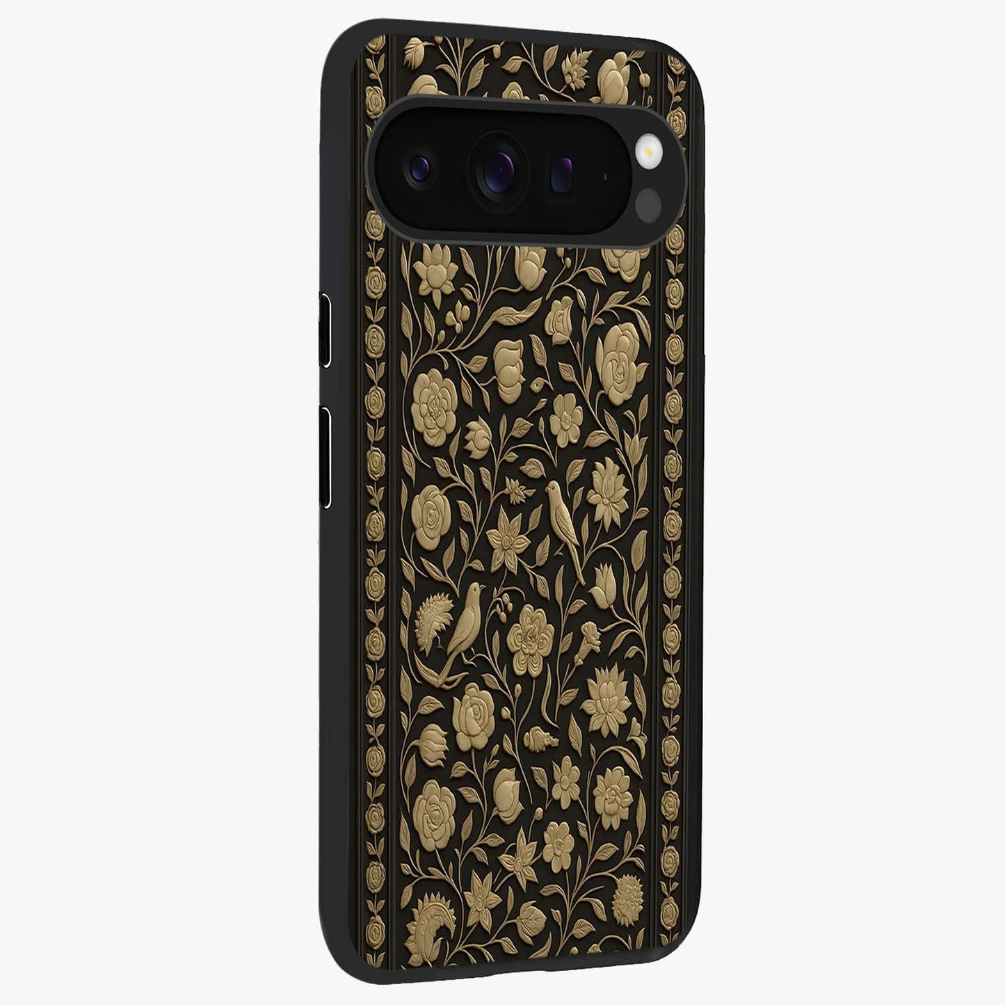 Golden Evil Eye Mandala Glass Case upright view showcasing decorative evil eye mandala artwork with spiritual aesthetic style.
