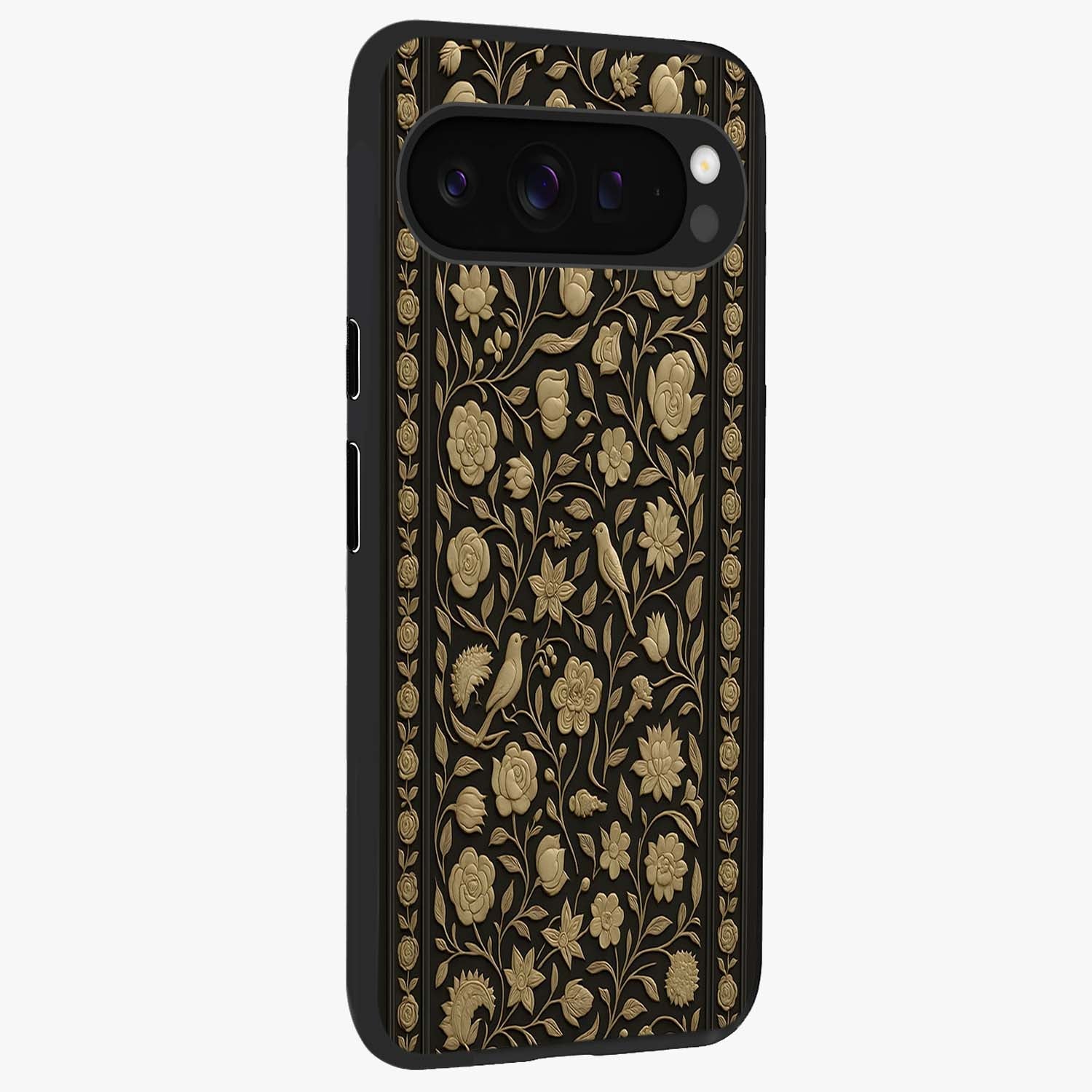 Golden Evil Eye Mandala Glass Case upright view showcasing decorative evil eye mandala artwork with spiritual aesthetic style.