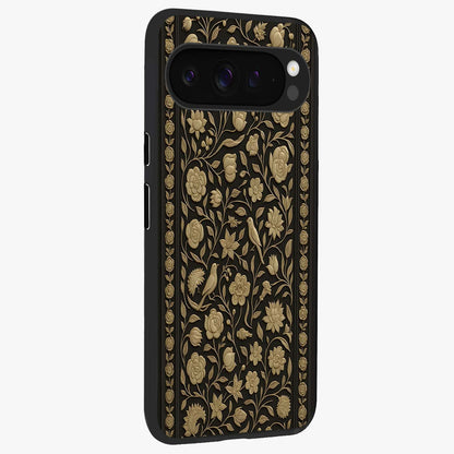 Golden Evil Eye Mandala Glass Case upright view showcasing decorative evil eye mandala artwork with spiritual aesthetic style.