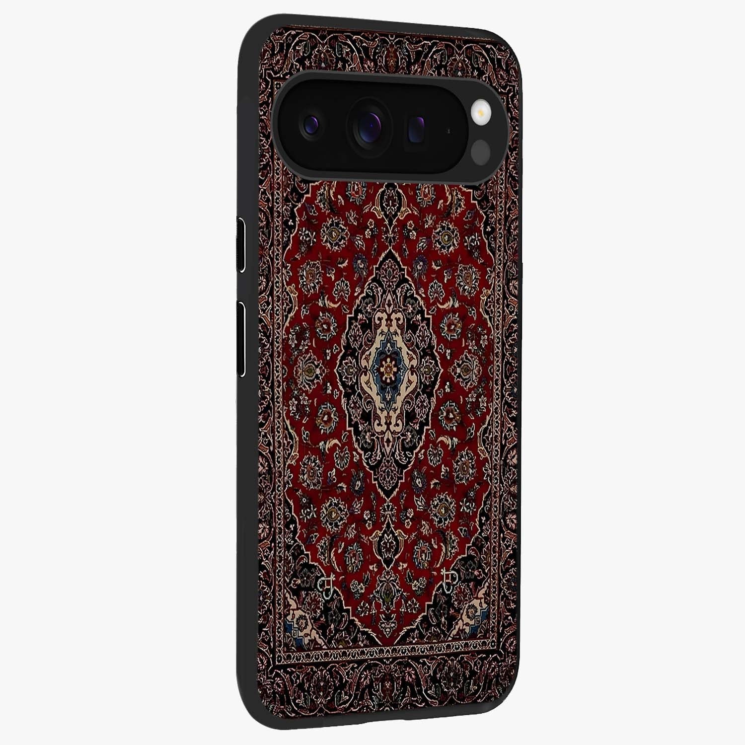 Heritage Carpet Royale Glass Case upright view showcasing detailed ornamental artwork with luxurious traditional theme.
